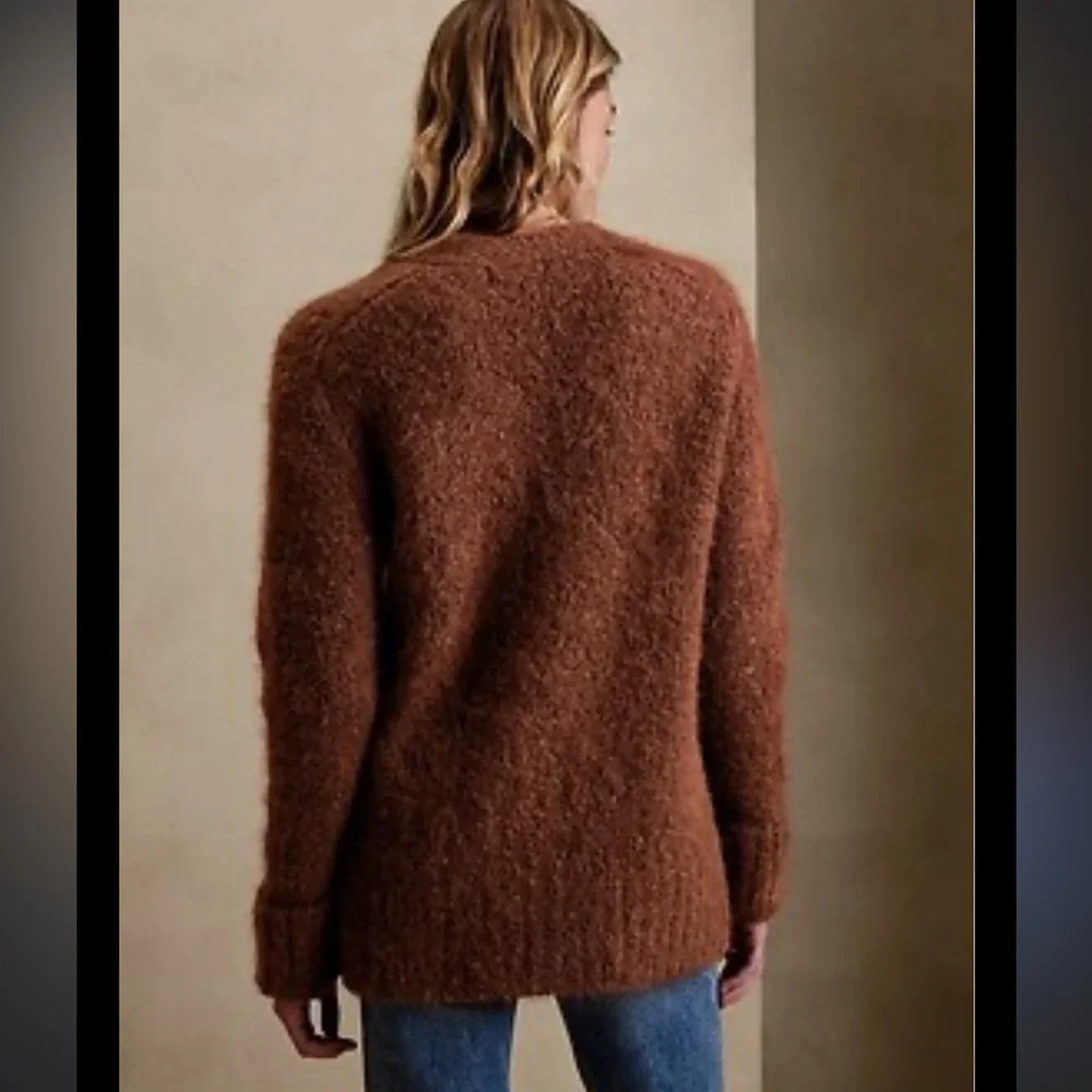 Banana Republic “deep copper” Brown Melli Alpaca Blend Cardigan Sweater - Picture 2 of 8